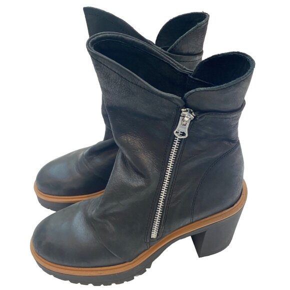 Free People Women's Jack Leather Slouch Ankle Zip Boot Black Size 38 US 7.5 8 - Picture 4 of 16